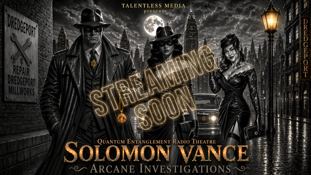 Poster for Solomon Vance: Arcane Investigations, a noir slideshow audio drama from Talentless Media's Paradox Theatre.